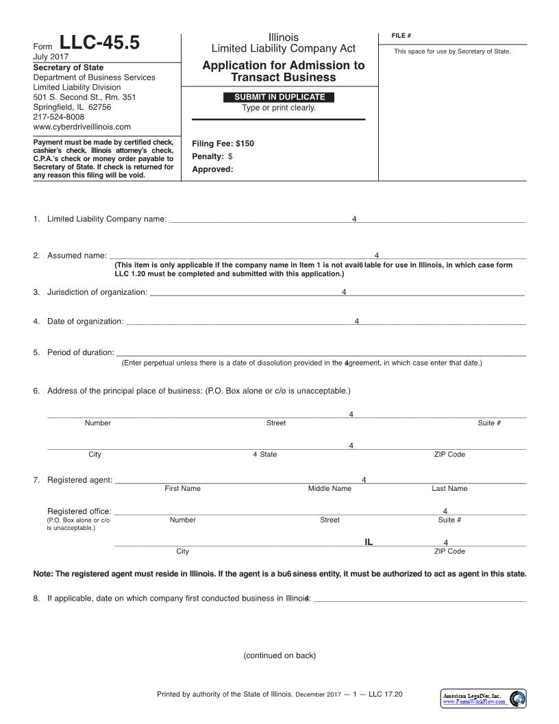 application for authority to transact business in illinois instructions