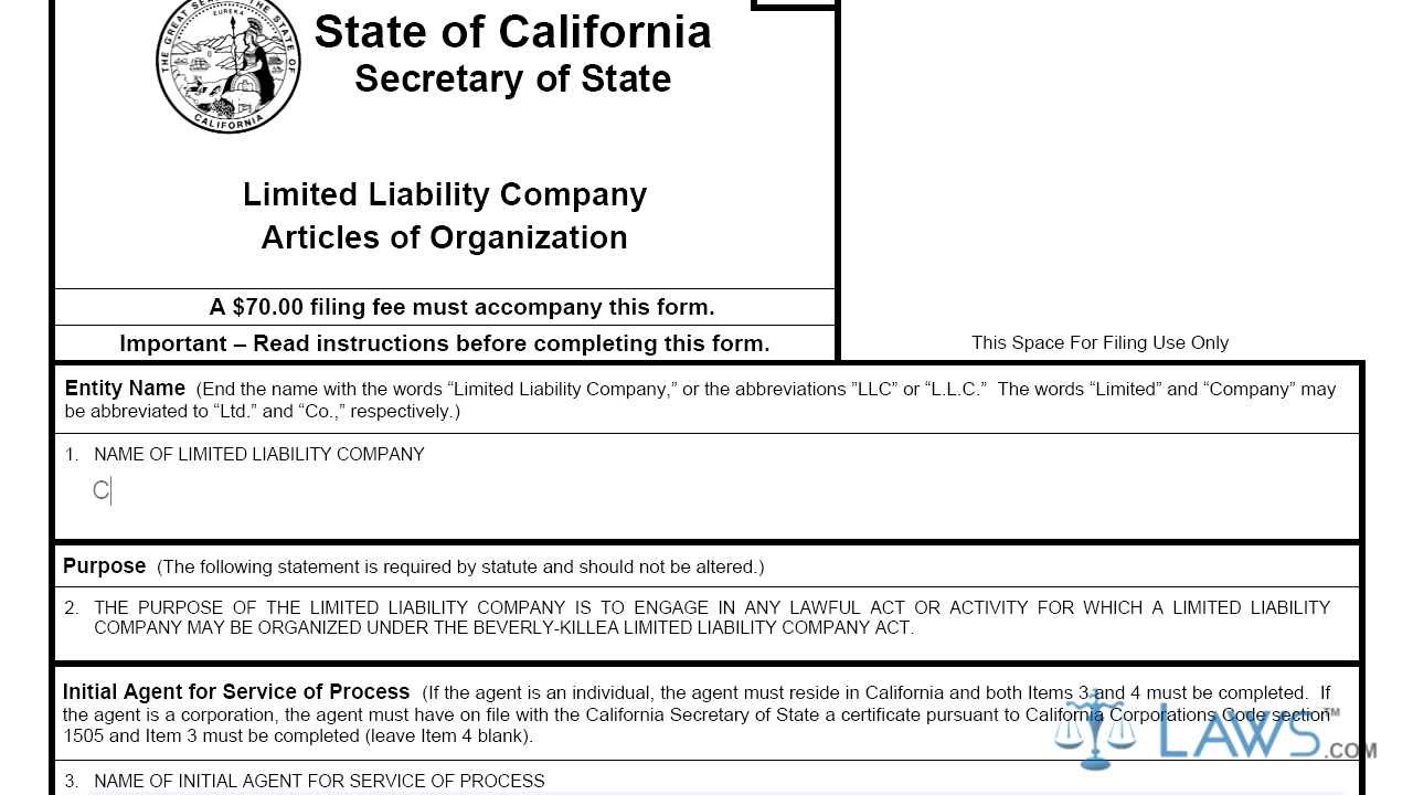 articles of organization llc california