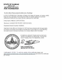 Certificate of Authority Kansas