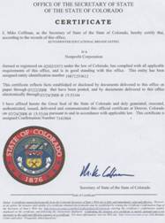 Colorado Certificate of Formation