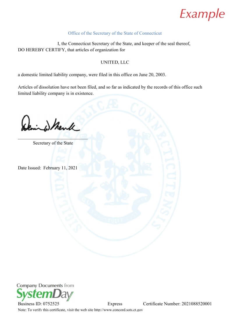connecticut certificate of authority lookup