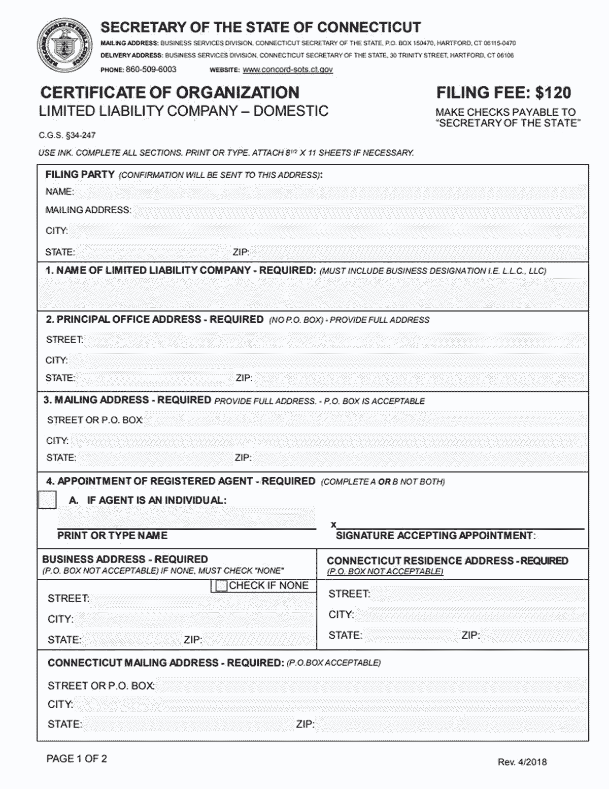 connecticut llc filing requirements