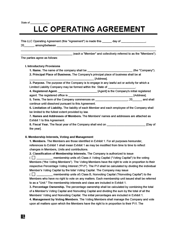 how to form an operating agreement