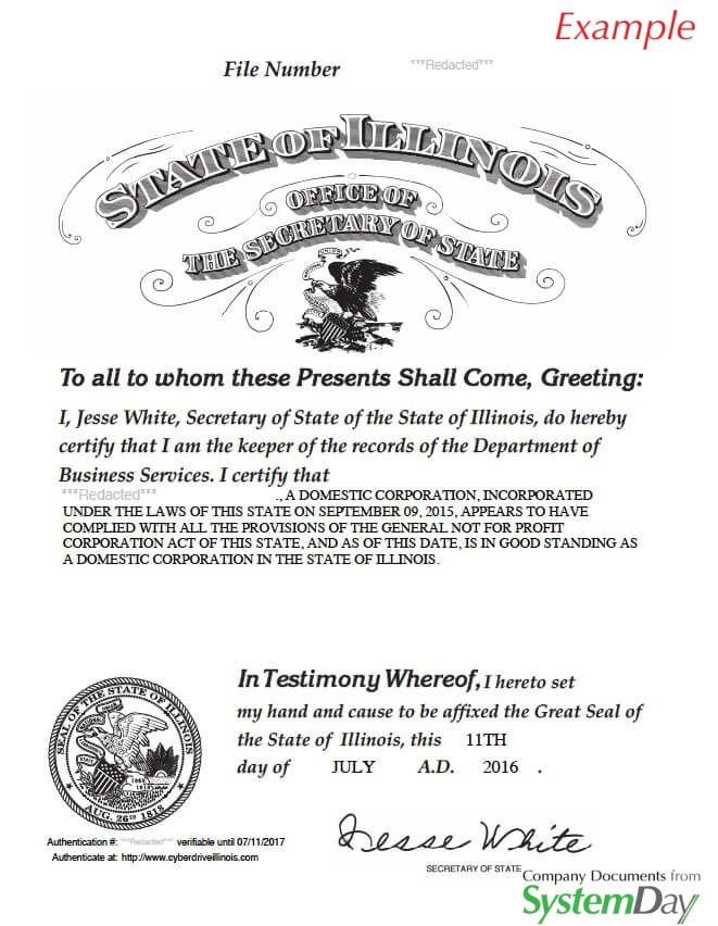 Illinois Certificate of Organization