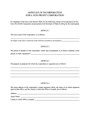 Iowa Certificate of Organization