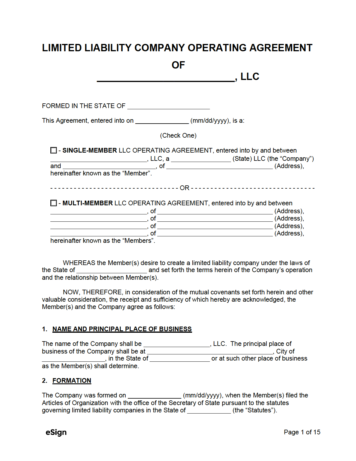 llc without operating agreement