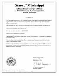 Mississippi Certificate of Organization