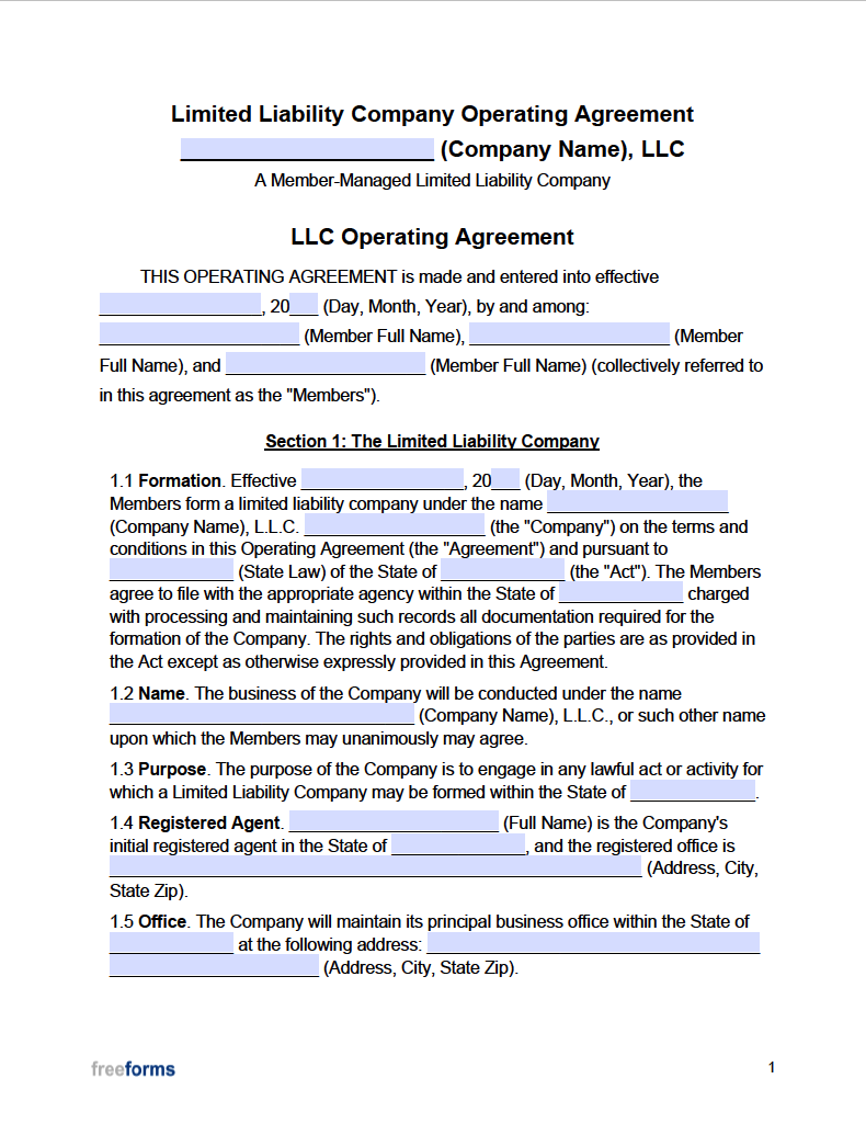 multi member llc operating agreement missouri