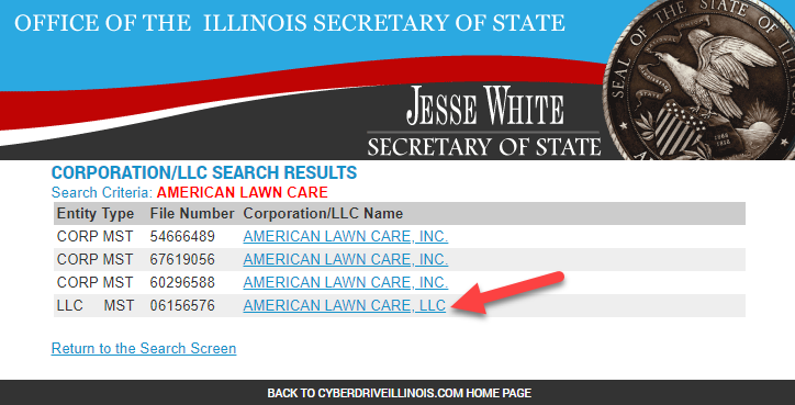 secretary of state business name search