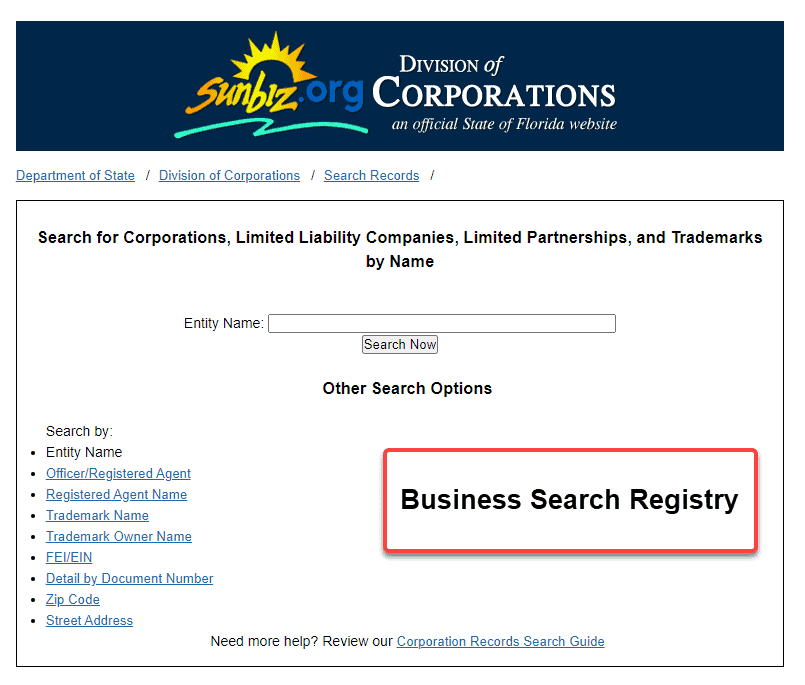 secretary of state florida business search