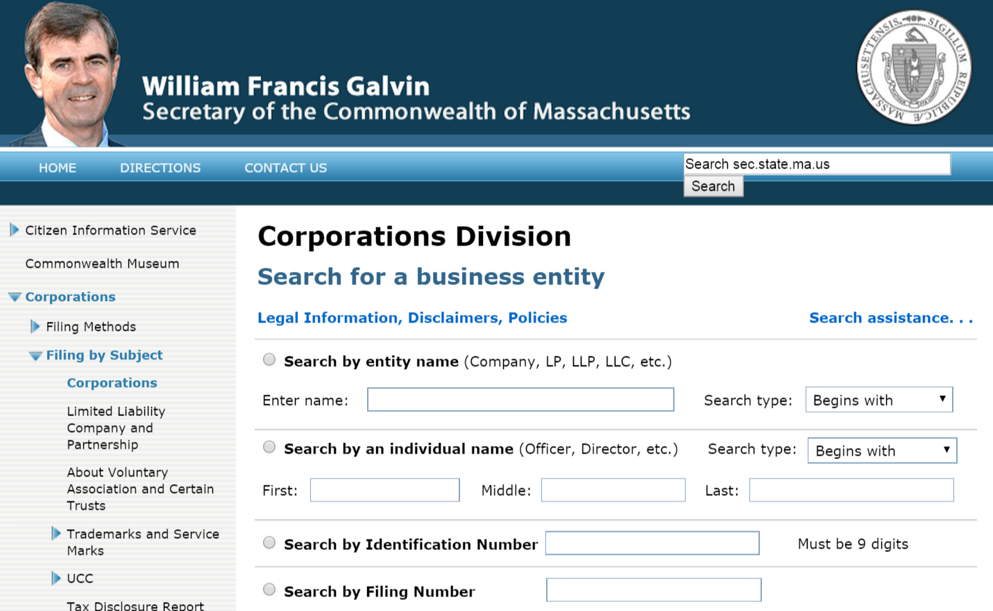 secretary of state massachusetts business search