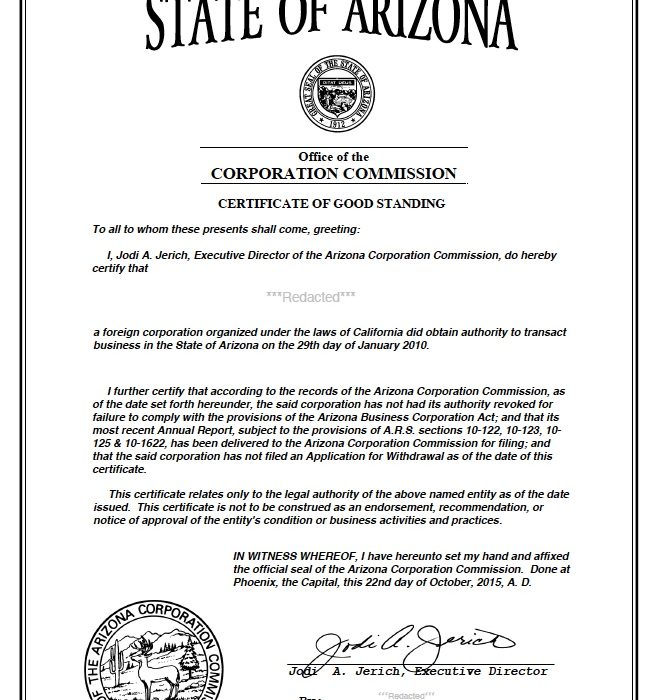 Arizona Certificate of Formation LLC Bible