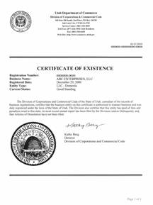 Certificate Of Authority Utah