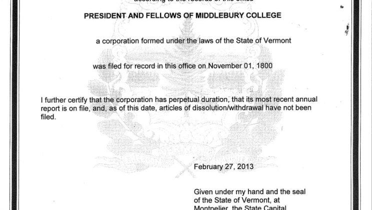 Certificate Of Authority Vermont