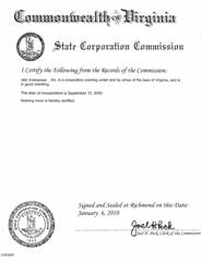 Certificate Of Authority Virginia