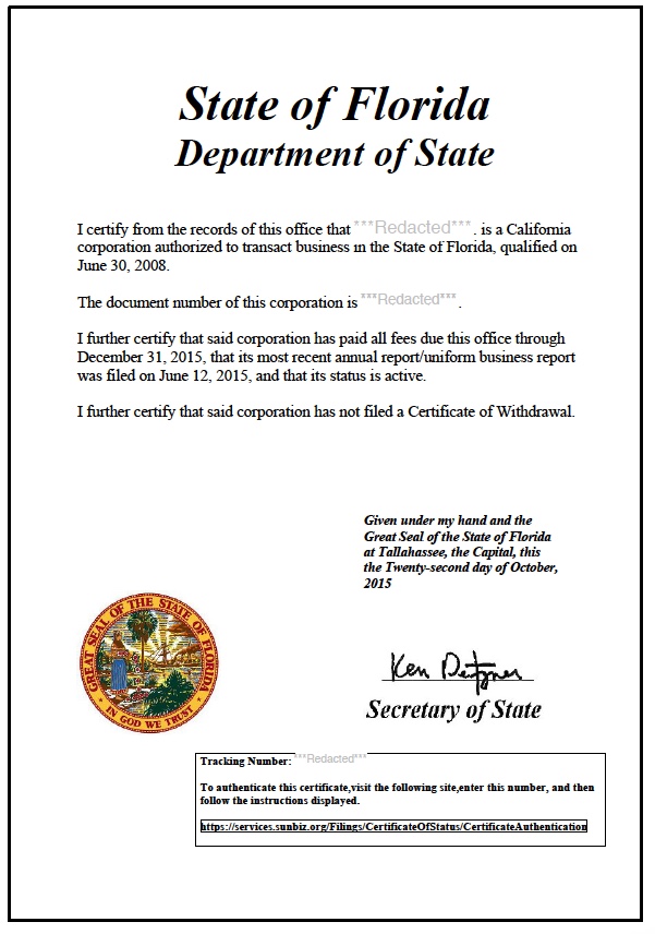 What Does A Certificate Of Good Standing Look Like In California