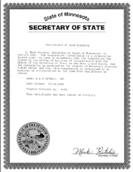 Minnesota Certificate Of Formation