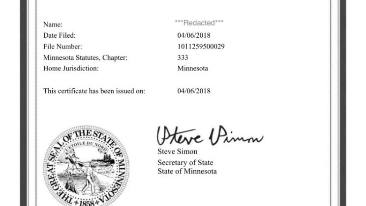 Minnesota Certificate Of Organization
