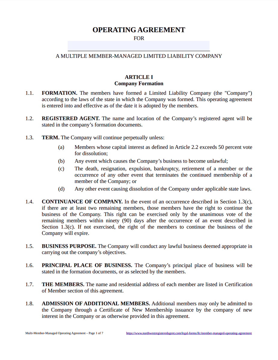 multi member llc operating agreement template LLC Bible