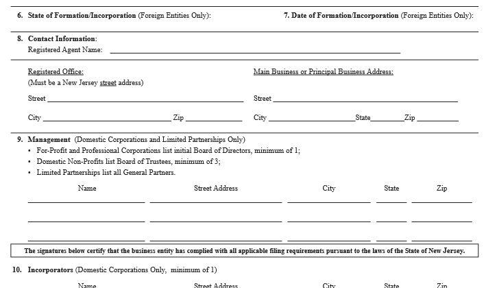 New Jersey Articles Of Incorporation