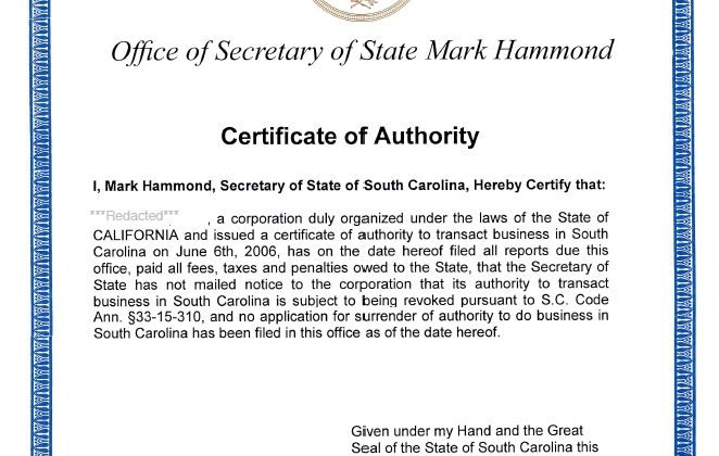North Carolina Certificate Of Formation
