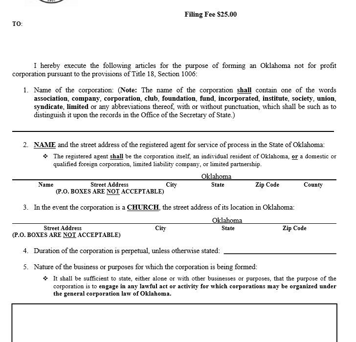 Oklahoma Certificate of Organization LLC Bible