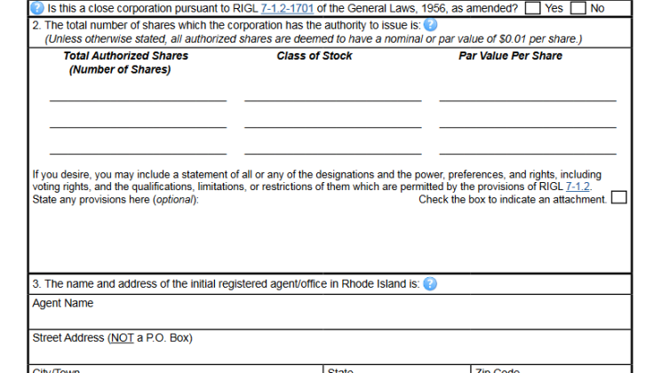 Rhode Island Articles Of Incorporation