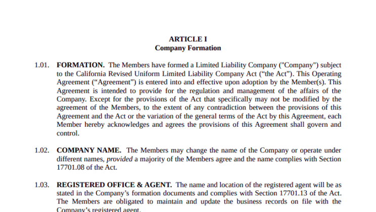 california Llc Operating Agreement Requirements