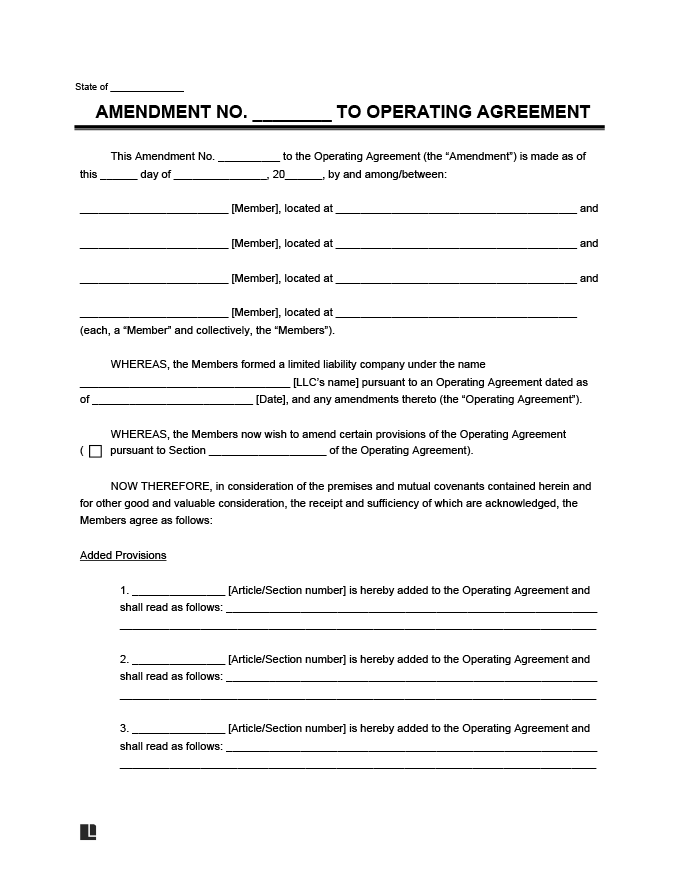 Delaware Llc Amend Operating Agreement LLC Bible