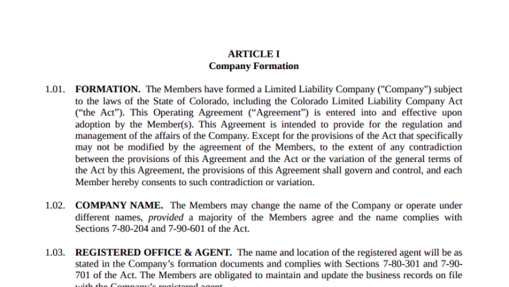 is An Operating Agreement Required For An Llc In Colorado