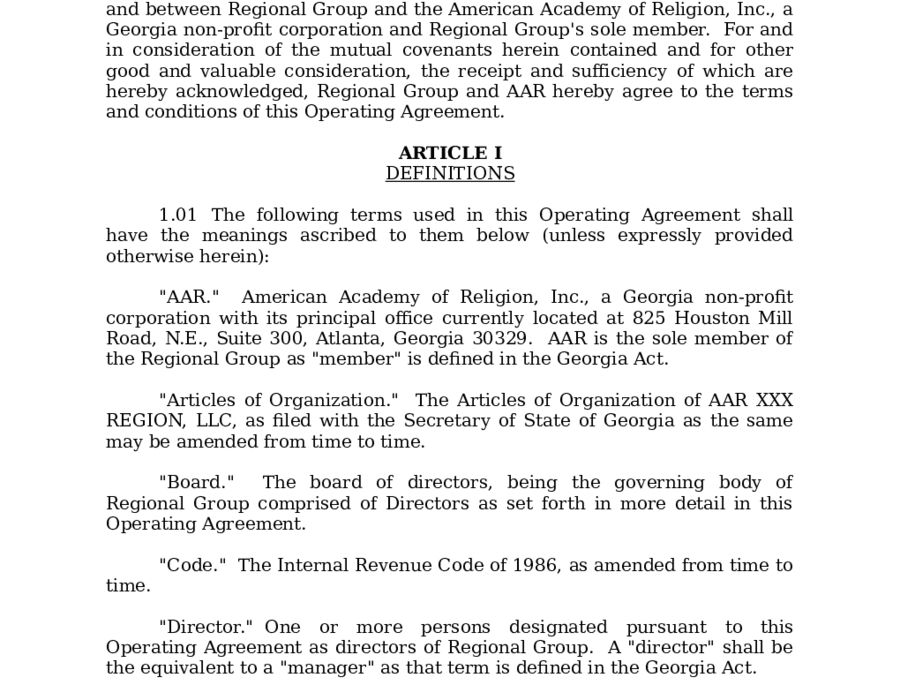 Operating Agreement For Corporation LLC Bible