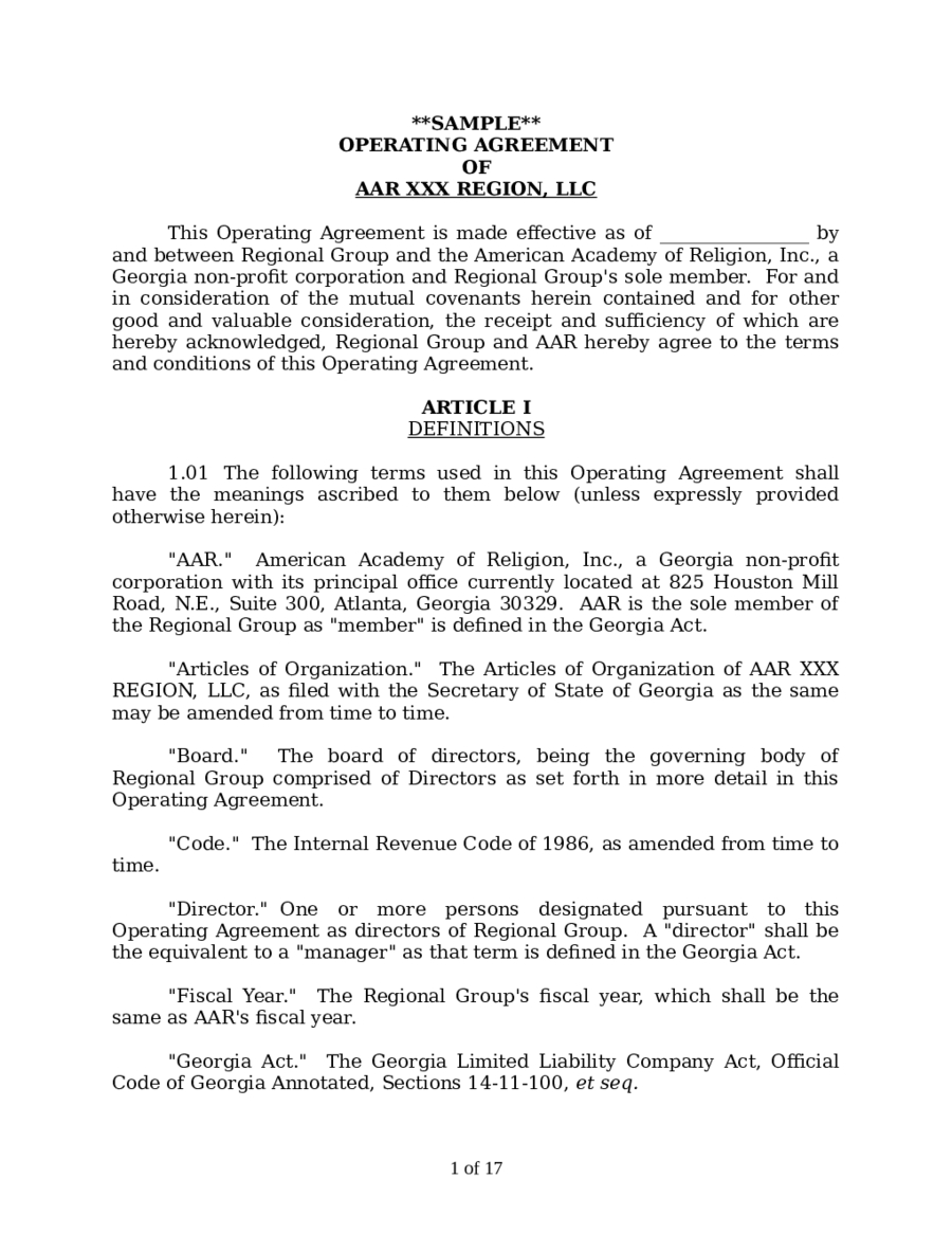 Operating Agreement For Corporation Llc Bible