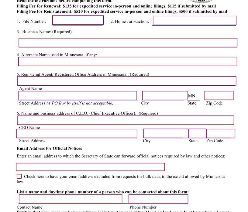 Mn Secretary Of State Annual Renewal LLC Bible