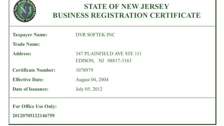 nj Business Registration Certificate Search