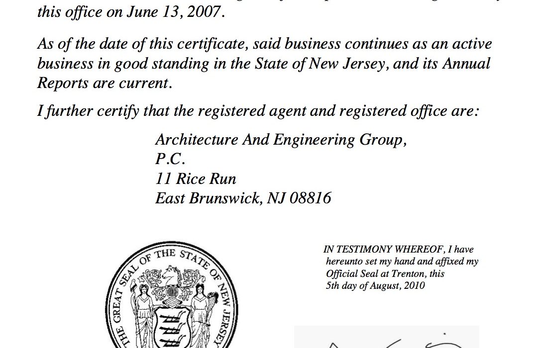 What Does A Nj Certificate Of Authority Look Like LLC Bible