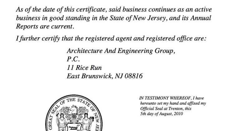 what Does A Nj Certificate Of Authority Look Like